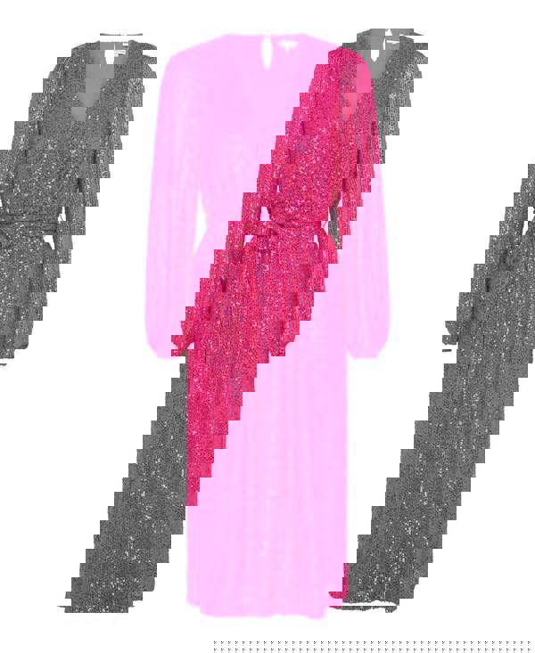 Pink Sequin Long Sleeve Party Dress