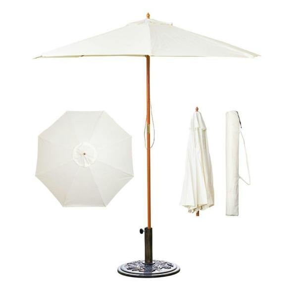 Samuel Alexander 2.7m Outdoor Wooden Garden Parasol Sun Shade with Carry Bag in Cream with 9kg Base Included