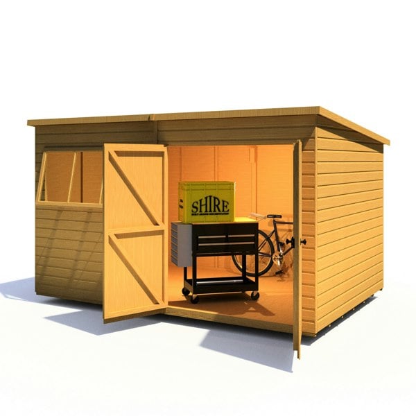 Shire Ranger 12x8 Double Door Premium Pent interlock Shiplap Shed - Best Shed