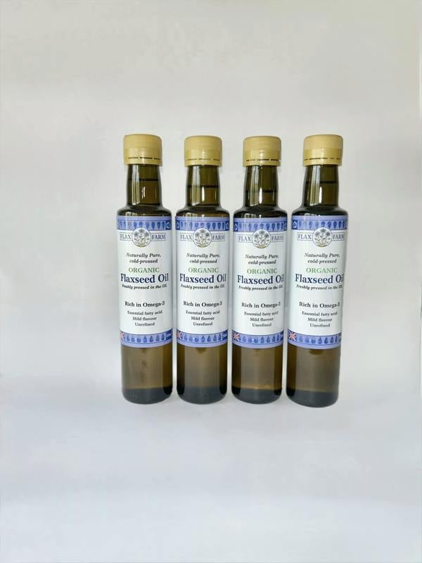 4 x 250ml Cold Pressed ORGANIC Flaxseed Oil Pack