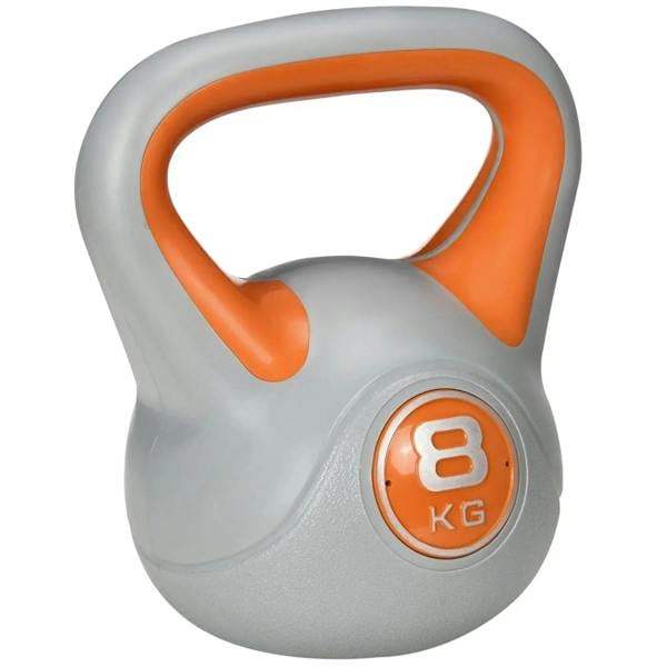 8 kg kettlebell with orange handle and grey cast body