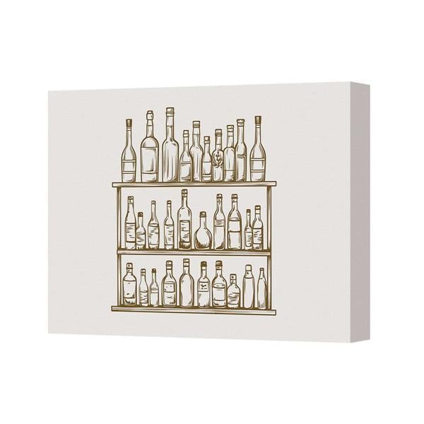 Benjamin Tate Design Contemporary Bottle Shelf Canvas Art Print Handmade in the United Kingdom