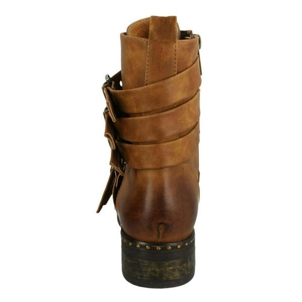 Spot On Ladies Spot On Biker Boots With Buckle Detail F4410