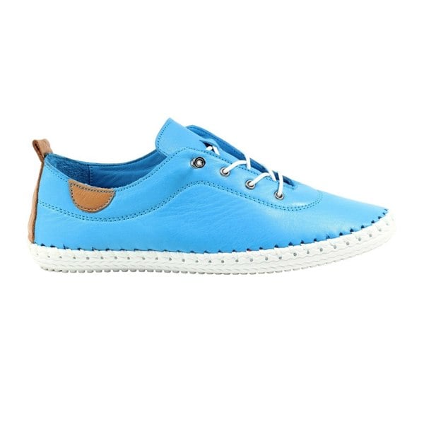 Lunar Women's St Ives Leather Plimsolls - Santorini Blue