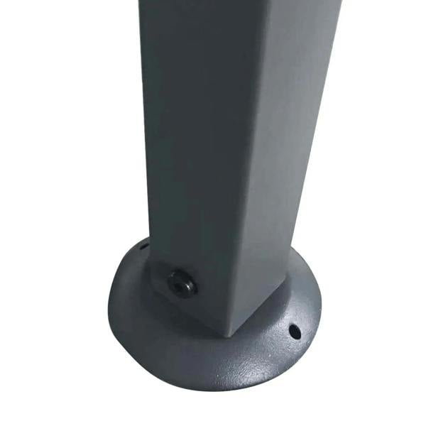 Grey gazebo canopy base foot with mounting hole for stable ground installation