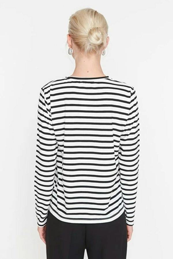 WOVCOR Striped Crew Neck Knit T-Shirt