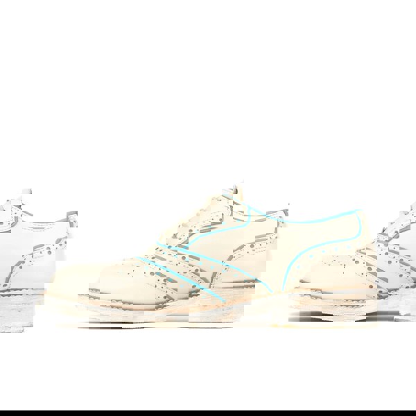 Embassy London Brick Lane - White & Light Blue - Women's contrast leather lace-up brogue