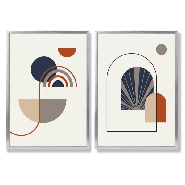 Sage Green Geometric Pineapple Fruit Set of 2 Art Prints with Silver Frame