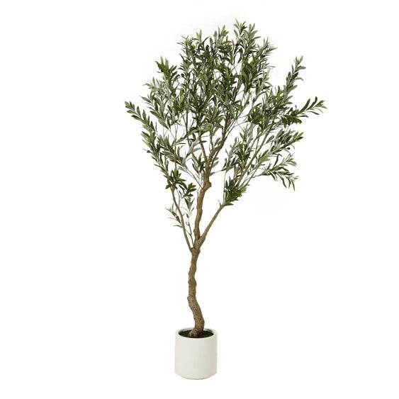 Wyld Haus 200cm Tall Mediterranean Artificial Olive Tree In White Ceramic Pot