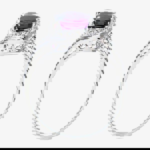 T. H. Baker 9ct White Gold Oval Amethyst & 0.10ct Diamond Ring PR07641W AM