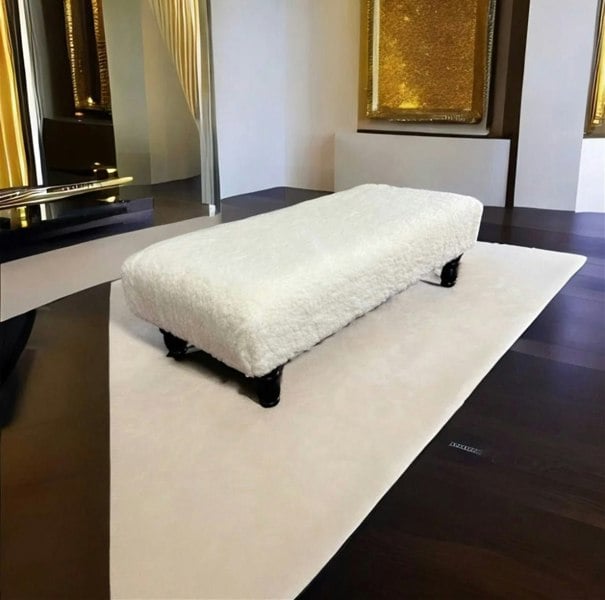 cuddle fabric off white footstool - ISTOOLS