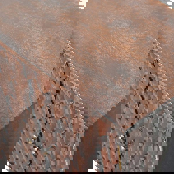 Artisan Furniture Solid Wood Mini Pineapple Carved Light Walnut Cabinet