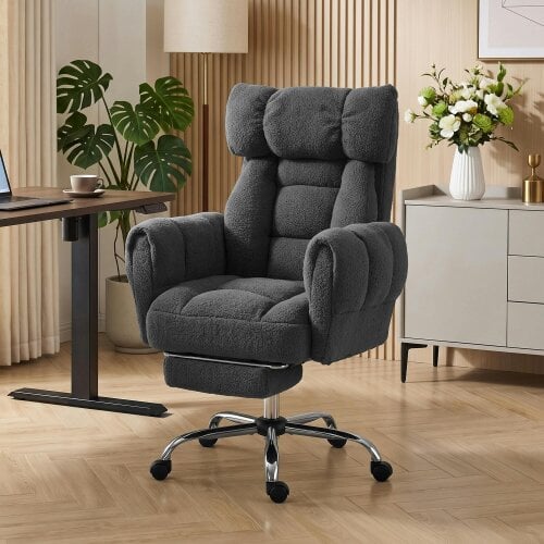 HOMCOM Criss Cross Office Chair with Flip-Up Armrests, Wide Seat