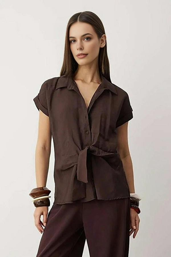 WOVCOR Woven Modal Shirt Front Knot