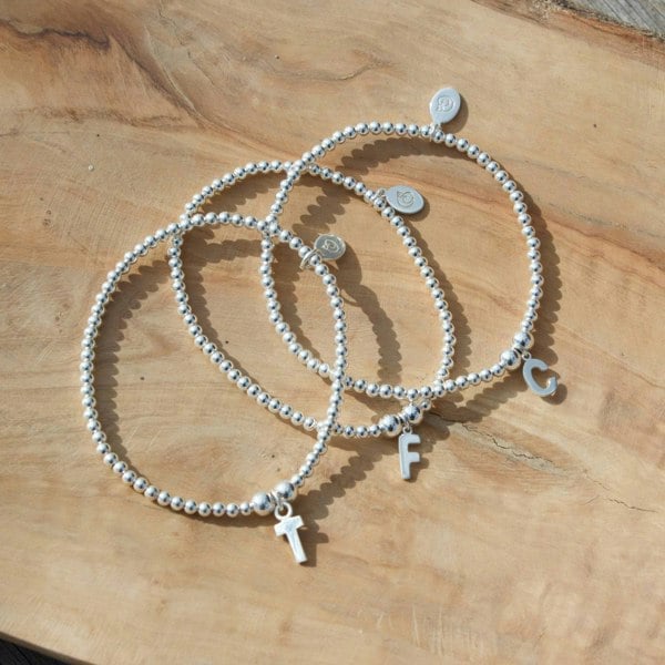 Letter Initial Sterling Silver Ball Bead Bracelet - MYLEE London