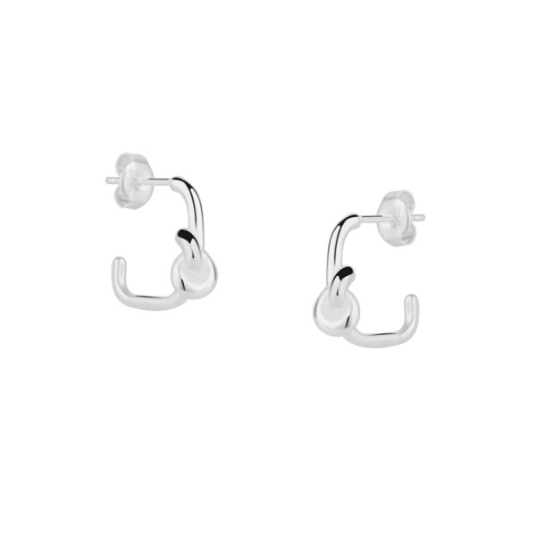 Spero London Semi Hoop Knot Sterling Silver Earrings