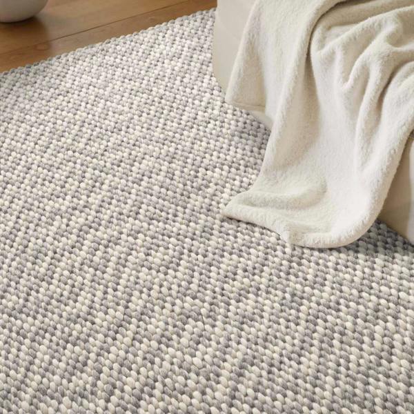 Wool Beans Rug Natural Cream Grey hand-woven, heating insulting rug