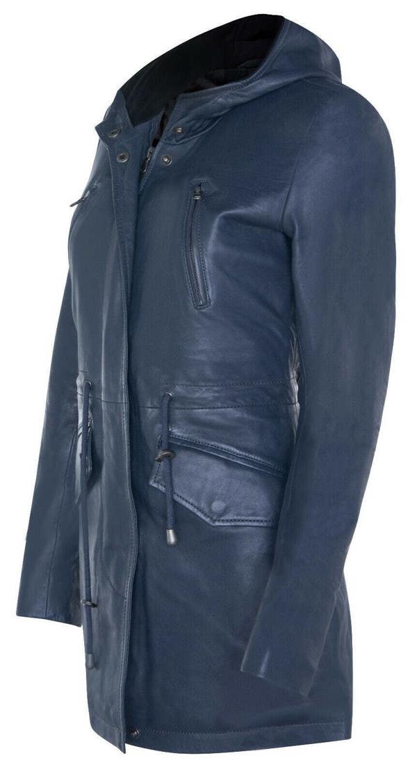 Infinity Leather Womens Leather Hooded Parka Jacket-Bucharest