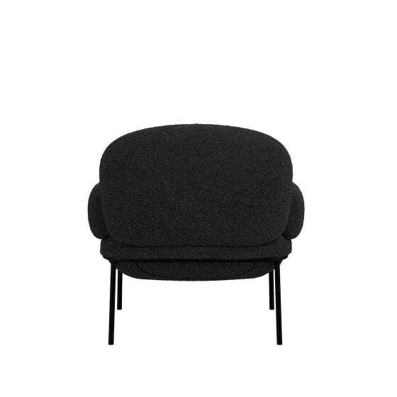 Wyld Haus Tritta Curved Black Sherpa Boucle Accent Chair Black Metal Legs