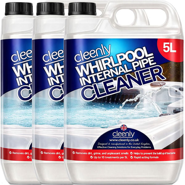 Cleenly Whirlpool Internal Pipe Cleaner Removes Dirt Grime Oil & Odours from Hot Tub Spa and Pool Pipework (15 Litre)