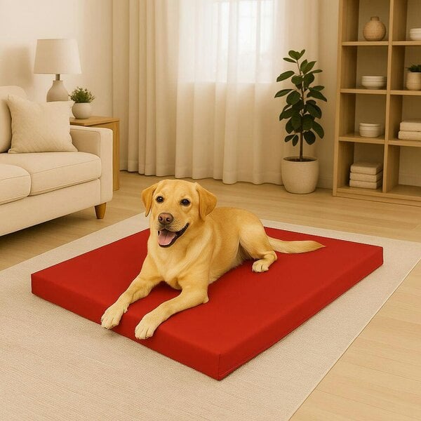 Night Zone Waterproof Pet Mat for Dogs & Cats – Washable Polyester Crate & Car Seat Mat - Red