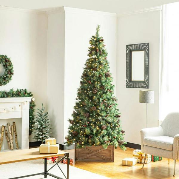 45 x 43 x 25 cm Brown Wooden Square Christmas Tree Collar for Tree Stand Cover image 8