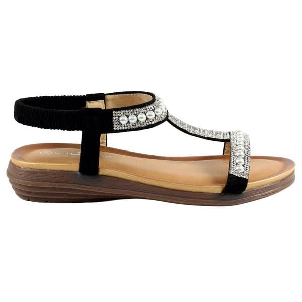 Lunar Womens/Ladies Tancy Pearl Sandals - Black