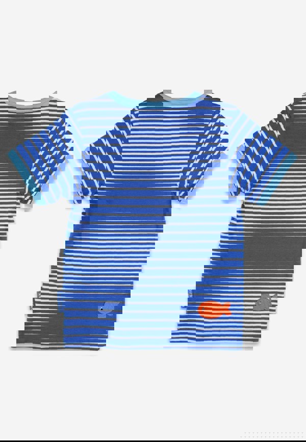 Organic Blue Anchor Applique Short Sleeved T-Shirt - Toby Tiger