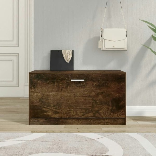 Berkfield Shoe Bench Smoked Oak 80x24x45 cm Engineered Wood