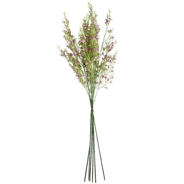 Leaf Pack of 6 x 100cm Artificial Foliage Stem with Small Flowers - Purple