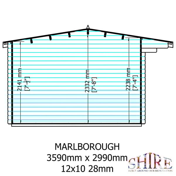 Shire Marlborough 12Gx10 Log Cabin 28mm interlock cladding - Best Shed