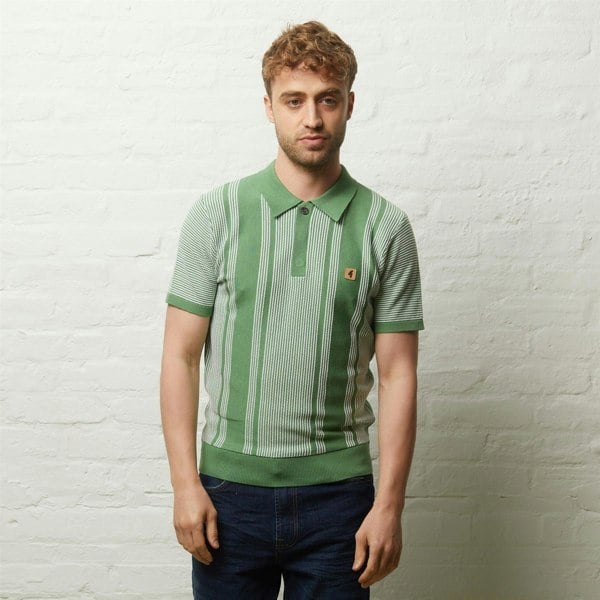 Gabicci V54GM04 Mens Dante Short Sleeve Pattern Knitted Polo Gabicci Vintage - VERDE