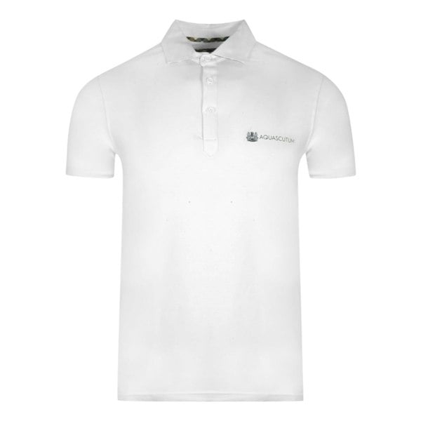 Aquascutum Aldis Crest Block Logo Polo Shirt - White