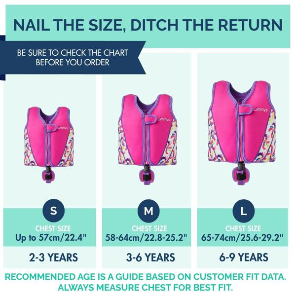 Limmys Premium Neoprene Swim Vest - Pink Windmill