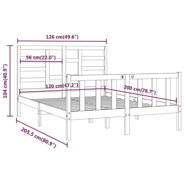Berkfield Bed Frame Solid Wood Pine 120x200 cm