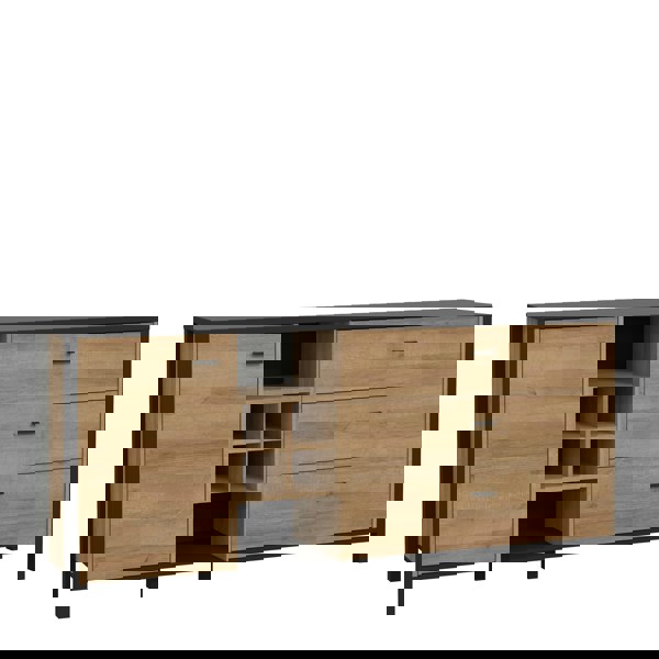 Furniture To Go High Rock (Large) Sideboard in Matt Black/Riviera Oak