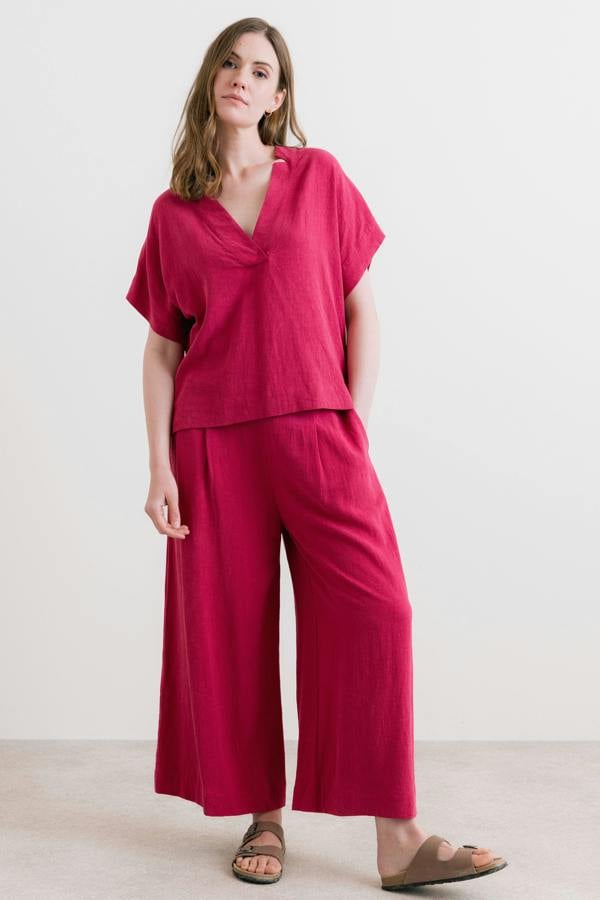 Lily & Me Orchard Linen Blend Shell Top Boysenberry