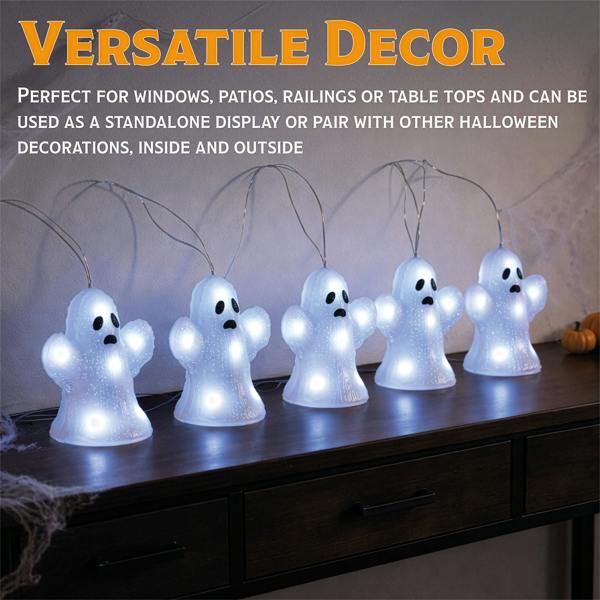 Fxlab Set of 5 Acrylic Ghost Lights with 40 White LED Outdoor Battery Decoration Timer