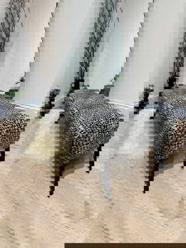 Premium nubani leopard pattern fabric footstool pouffe coffee table - ISTOOLS