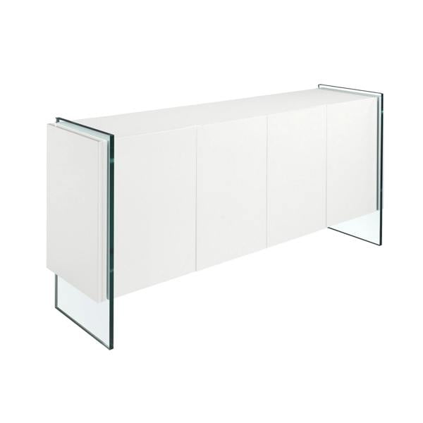 Angel Cerdá Sideboard white wood and tempered glass 3058