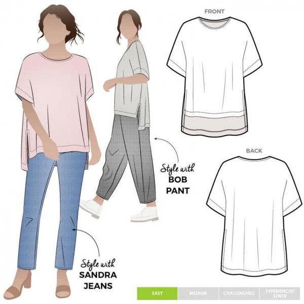 Style Arc Sewing Pattern Betty Tunic - Tops, Tunics for Women - Easy