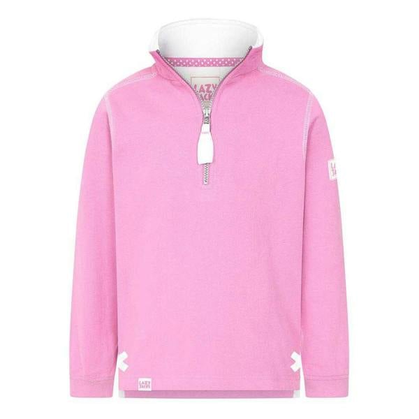 Lazy Jacks Girls Plain Soft Quarter Zip Sweatshirt - Fuchsia