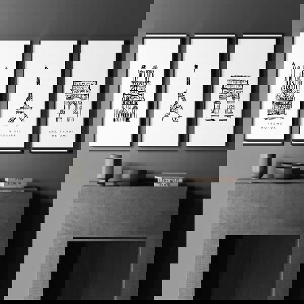 Wall Art Framed For Living Room | Set of 3 Paris Landmarks Wall art Prints