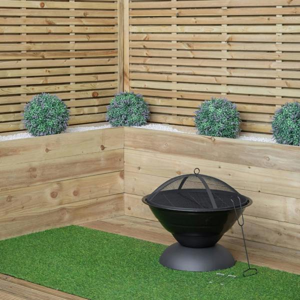 Samuel Alexander 52cm Black Steel Outdoor Lustre Enamelled Firepit with Fire Poker