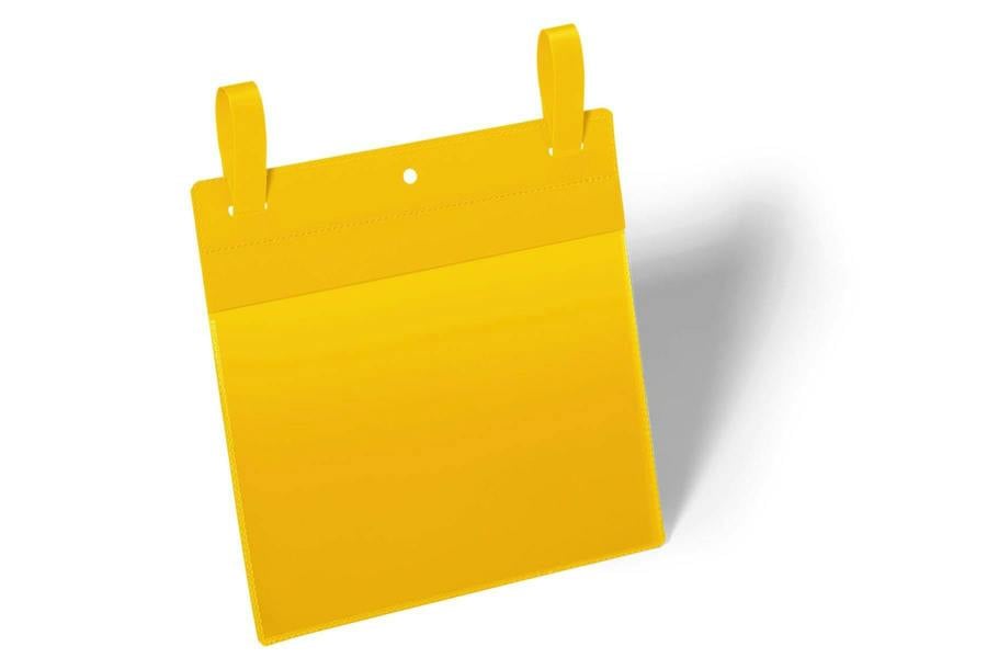 Durable Strap Ticket Holder Document Pocket Landscape | 50 Pack | A5 Yellow