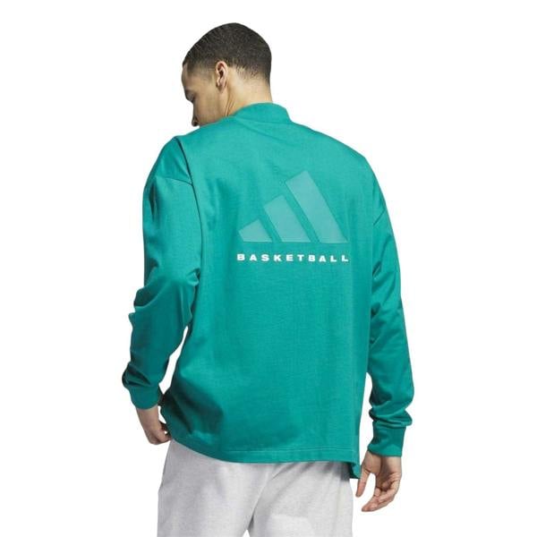 Adidas Mens Long-Sleeved Basketball T-Shirt - Green - 