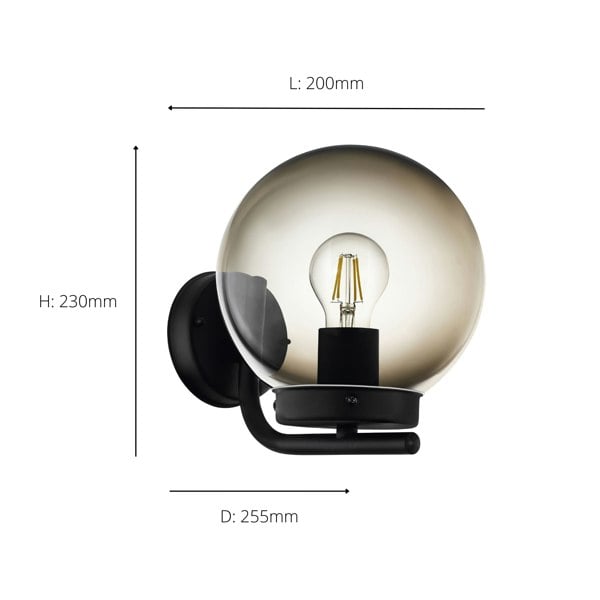 EGLO Taverna Black Transparent Globe Outdoor Wall Light