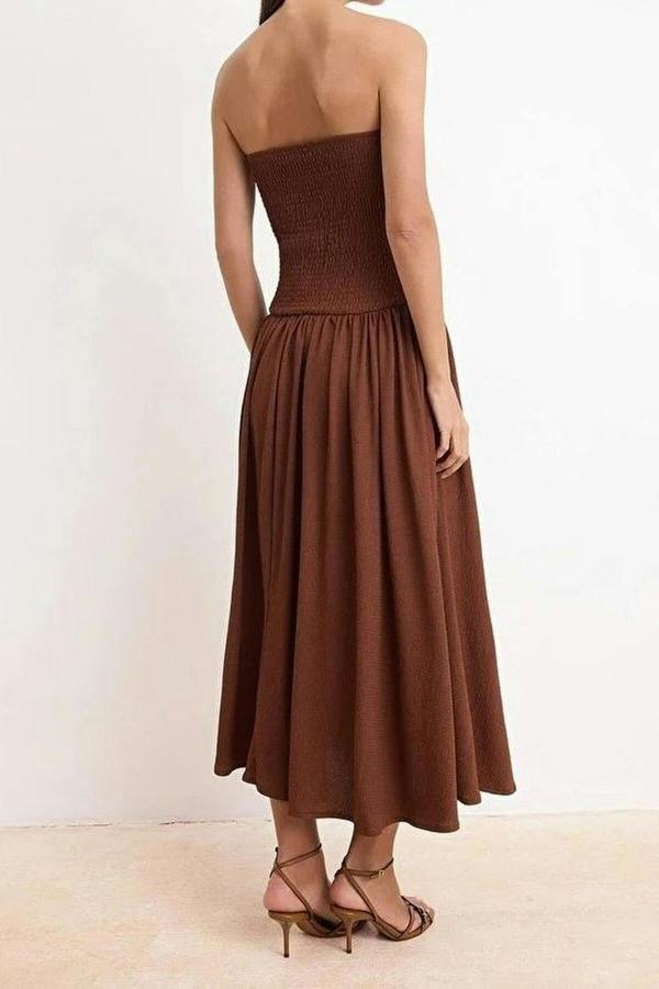 WOVCOR Waist Strapless Sleeveless Textured Knit Dress