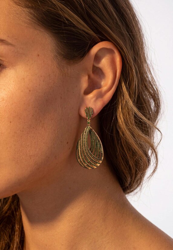 Latelita Vortex Teardrop Earrings Peridot Green Gold