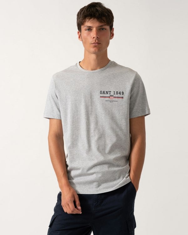 GANT Mens Graphic Short Sleeve T-Shirt - 93 Grey Melange
